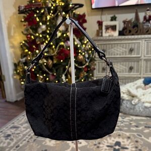 Coach BLACK Signature Wristlet Wallet Purse